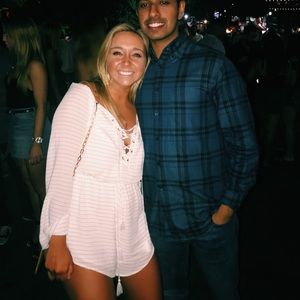 White striped long sleeve romper